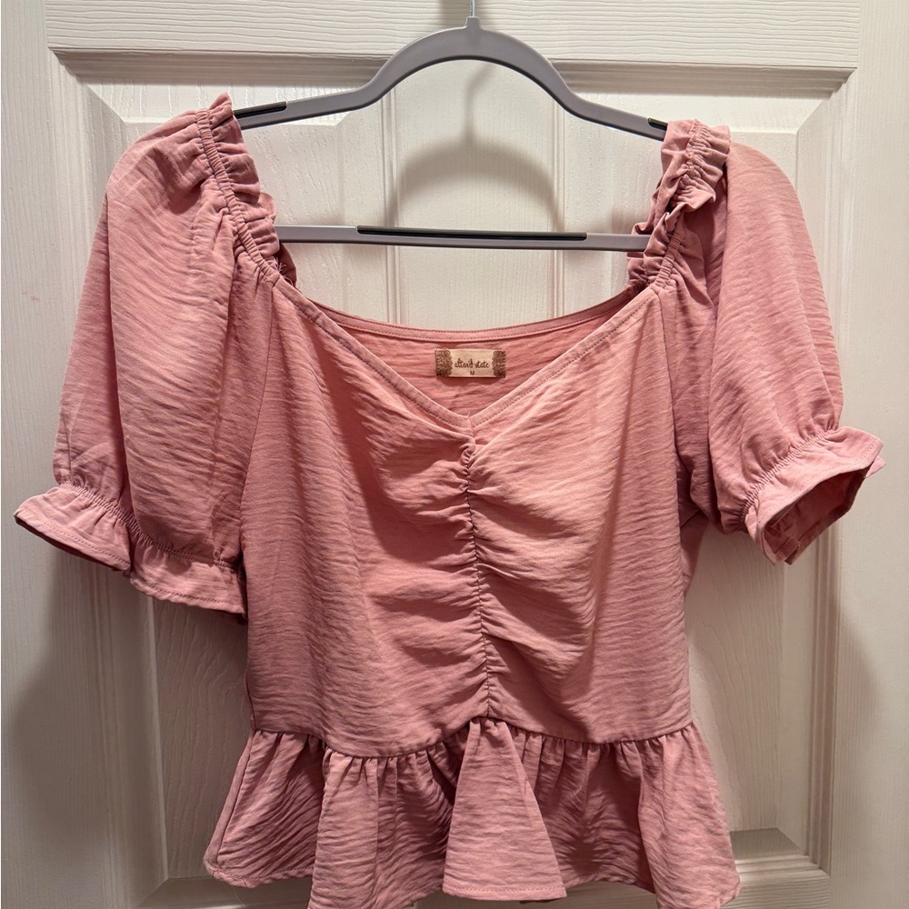 Altar'd State Pink Ruffled Blouse